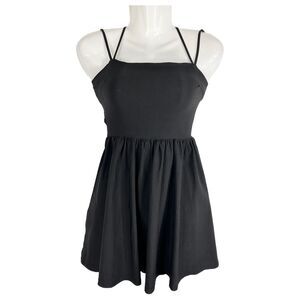 ASOS Design Size 0 Dress Mini Lace Up‎ Back Solid Black Spaghetti Strap 501